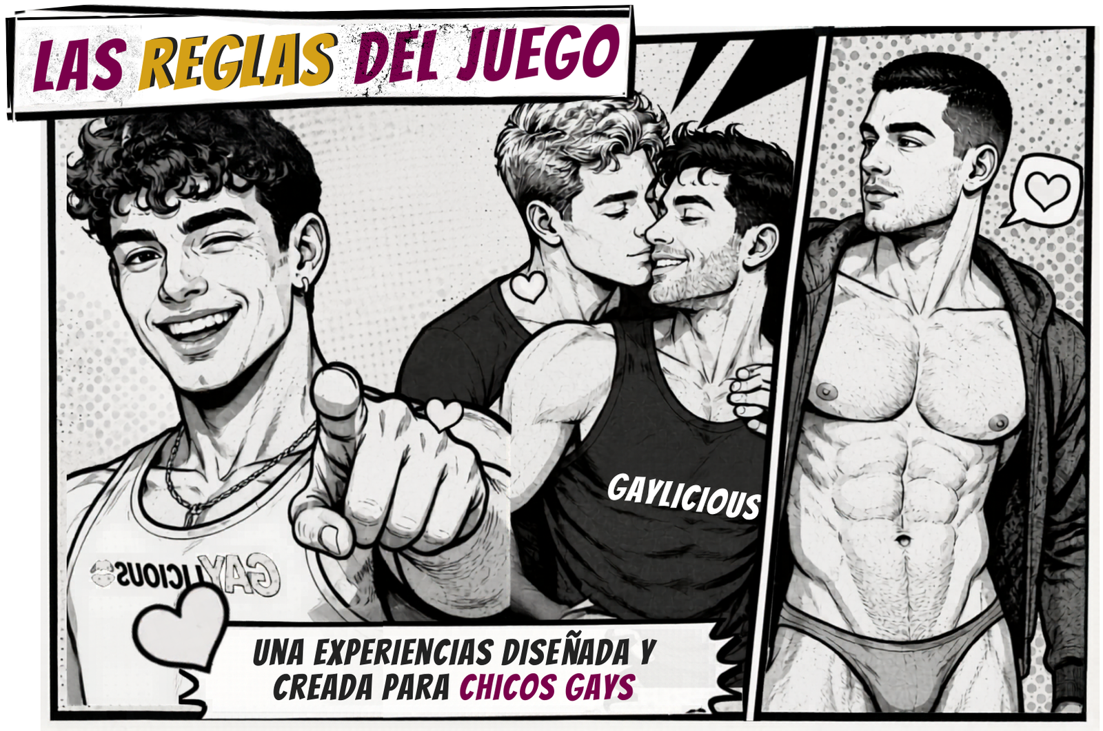 Pareja de chicos compartiendo un momento romántico en ilustración pop art