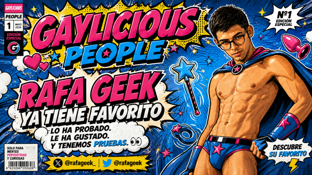 portada cómic gaylicious con superhéroe musculoso