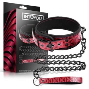Puppy 1 collar con correa ajustable diamond cuero vegano