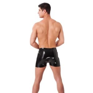 Pantalones cortos de látex negros RIMBA LATEX PLAY para hombre, vista trasera