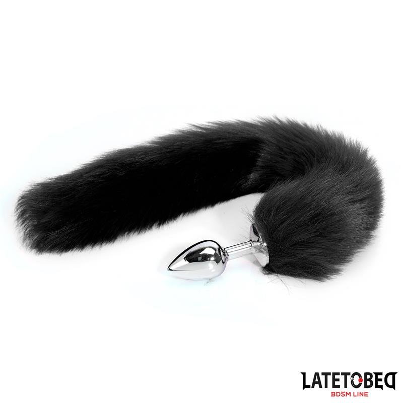 160931 Plug anal con cola de zorro negra para roleplay