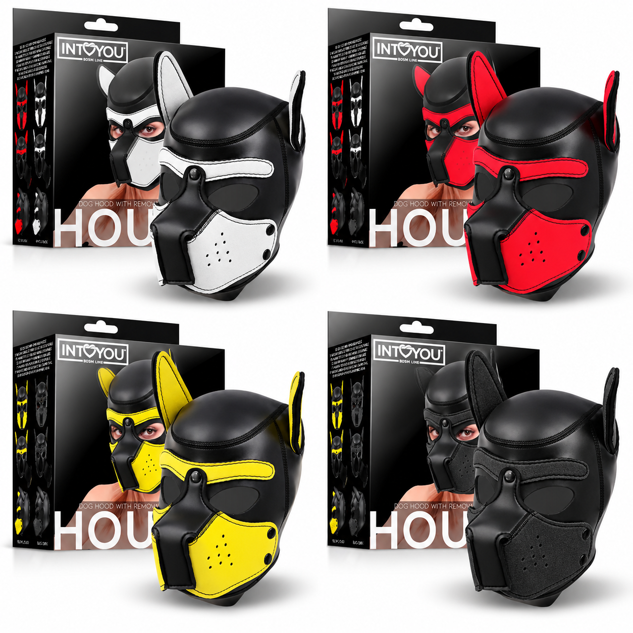 hound máscara puppy intoyou – 4 colores Máscara Puppy Hound INTOYOU en negro, blanco, rojo y amarillo